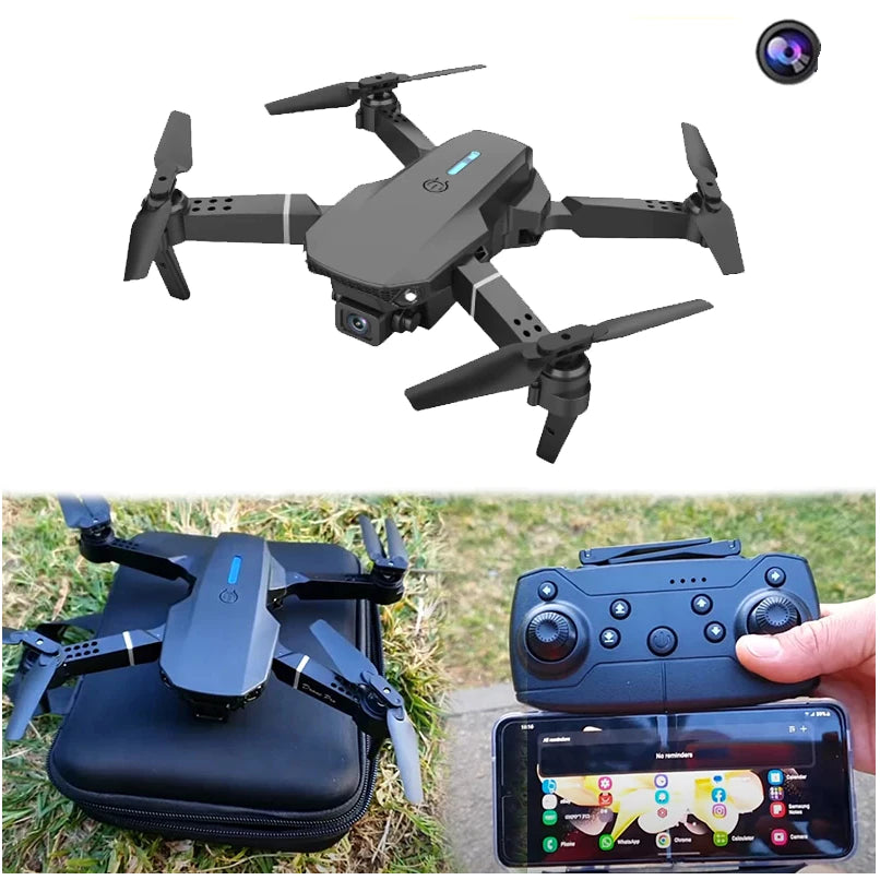 Drone Profesional E88 PRO, con Cámara 4K, Aplicación Completa de Video/Foto, Wi-Fi, Vuelo 360 con Bolsa